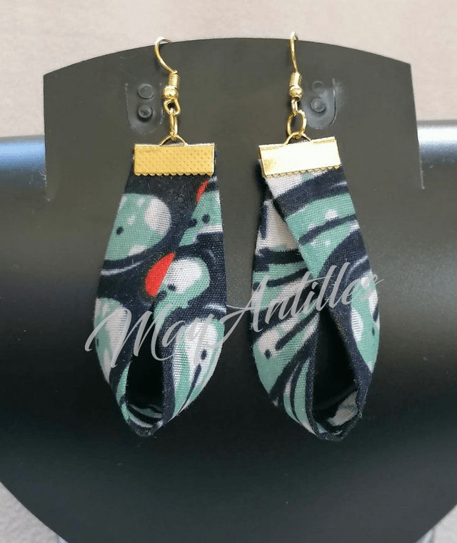 Boucles d'oreilles "gouttes" tissus madras/wax