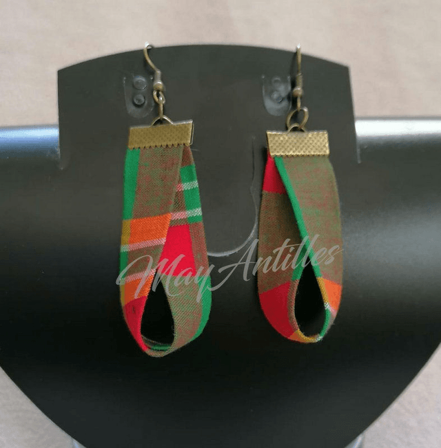 Boucles d'oreilles "gouttes" tissus madras/wax